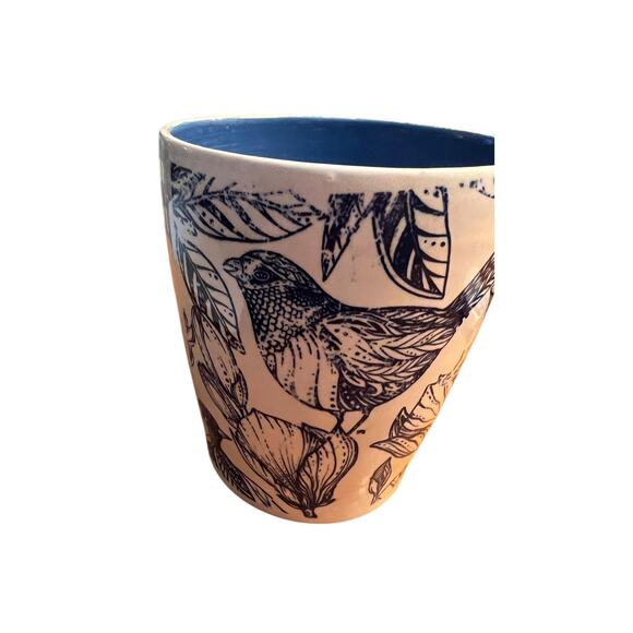 Blue & White Pottery Tumbler, Vase, Kitchen Utensil Holder/ Bird-PolkDot-Stripes - Picture 12 of 17